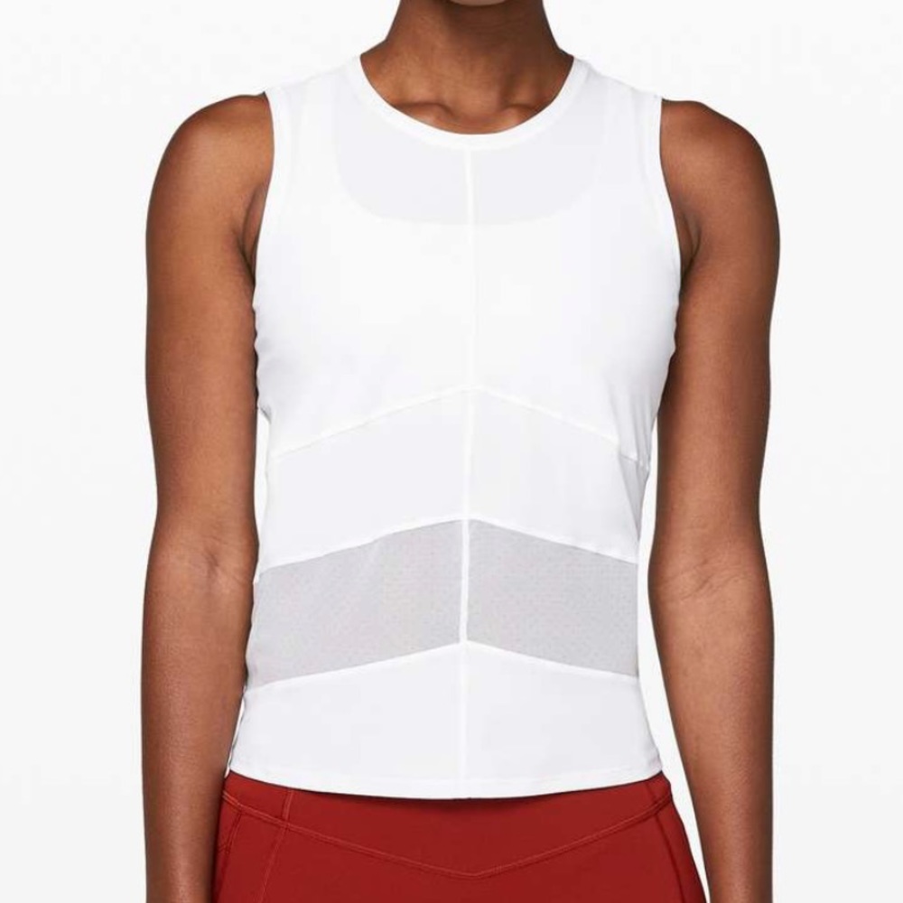 lululemon athletica White Mesh Panel Tank Top